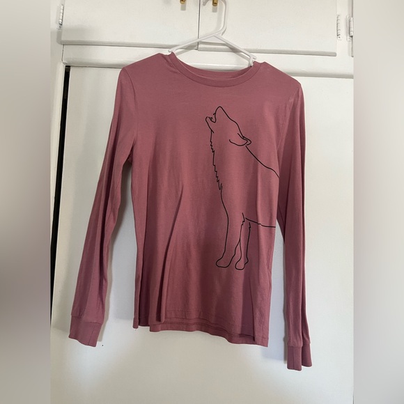 Cotton On Pink Long Sleeve Shirt with Wolf Design Boys - Picture 1 of 3